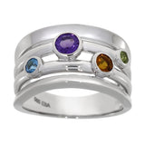 Ring i Gult/Hvitt Gull (585) med Flerfarget Edelstener