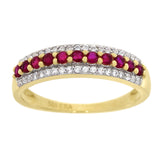 Ring i Hvitt Gull, 0.25ct Hvit Topas og 0.50ct Rubiner