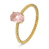 Ring i Gult Gull (585), 0.90ct Oval Rosekvarts