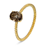 Ring i Gult Gull (585), 0.90ct Oval Røykkvarts