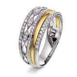 Eksklusiv diamantring, 0.40ct tw/si i hvitt og gult gull