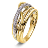 Eksklusiv diamantring, 0.30ct tw/si i hvitt og gult gull