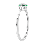 Diamantring i Hvitt/Gult Gull 0.03 tw/si og 0.18ct smaragd