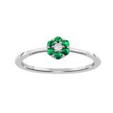 Diamantring i Hvitt/Gult Gull 0.03 tw/si og 0.18ct smaragd