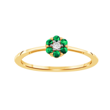 Diamantring i Hvitt/Gult Gull 0.03 tw/si og 0.18ct smaragd