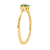 Diamantring i Hvitt/Gult Gull 0.03 tw/si og 0.18ct smaragd