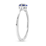 Diamantring i Hvitt/Gult Gull 0.03 tw/si og 0.18ct safir