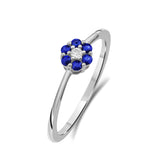 Diamantring i Hvitt/Gult Gull 0.03 tw/si og 0.18ct safir