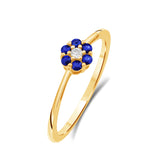 Diamantring i Hvitt/Gult Gull 0.03 tw/si og 0.18ct safir