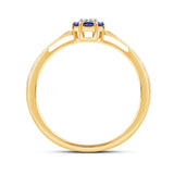 Diamantring i Hvitt/Gult Gull 0.03 tw/si og 0.18ct safir