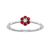 Diamantring i Hvitt/Gult Gull 0.03 tw/si og 0.18ct rubin