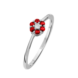 Diamantring i Hvitt/Gult Gull 0.03 tw/si og 0.18ct rubin