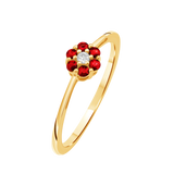 Diamantring i Hvitt/Gult Gull 0.03 tw/si og 0.18ct rubin