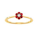 Diamantring i Hvitt/Gult Gull 0.03 tw/si og 0.18ct rubin