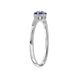 Diamantring i Hvitt/Gult Gull 0.07 tw/si og 0.19ct safir