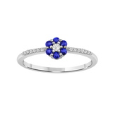 Diamantring i Hvitt/Gult Gull 0.07 tw/si og 0.19ct safir