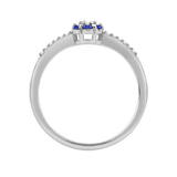 Diamantring i Hvitt/Gult Gull 0.07 tw/si og 0.19ct safir