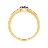 Diamantring i Hvitt/Gult Gull 0.07 tw/si og 0.19ct safir