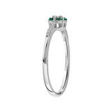 Diamantring i Hvitt/Gult Gull 0.07 tw/si og 0.19ct smaragd