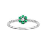 Diamantring i Hvitt/Gult Gull 0.07 tw/si og 0.19ct smaragd