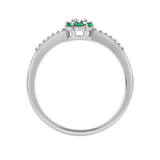 Diamantring i Hvitt/Gult Gull 0.07 tw/si og 0.19ct smaragd