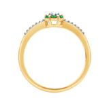 Diamantring i Hvitt/Gult Gull 0.07 tw/si og 0.19ct smaragd