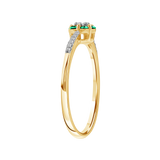 Diamantring i Hvitt/Gult Gull 0.07 tw/si og 0.19ct smaragd