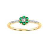 Diamantring i Hvitt/Gult Gull 0.07 tw/si og 0.19ct smaragd