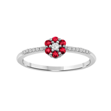 Diamantring i Hvitt/Gult Gull 0.07 tw/si og 0.19ct rubin