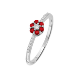 Diamantring i Hvitt/Gult Gull 0.07 tw/si og 0.19ct rubin