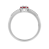 Diamantring i Hvitt/Gult Gull 0.07 tw/si og 0.19ct rubin