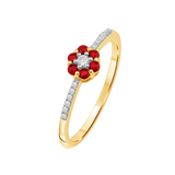 Diamantring i Hvitt/Gult Gull 0.07 tw/si og 0.19ct rubin