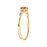 Diamantring i Hvitt/Gult Gull 0.07 tw/si og 0.19ct rubin