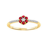 Diamantring i Hvitt/Gult Gull 0.07 tw/si og 0.19ct rubin