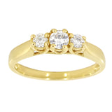 Diamantring i Gult/Hvitt Gull og tre Diamanter 0,50 TW/SI
