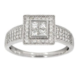 Diamantring firkantet 0.30ct TWVS + 0.30ct TWSi - Diamanthuset