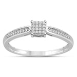 Diamantring firkantet med 0,15ct tw/si i hvitt gull - Diamanthuset -