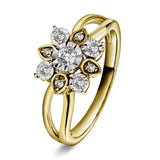 Diamantring i gult gull Rosettstjerne, 0.20ct TWSi - Diamanthuset