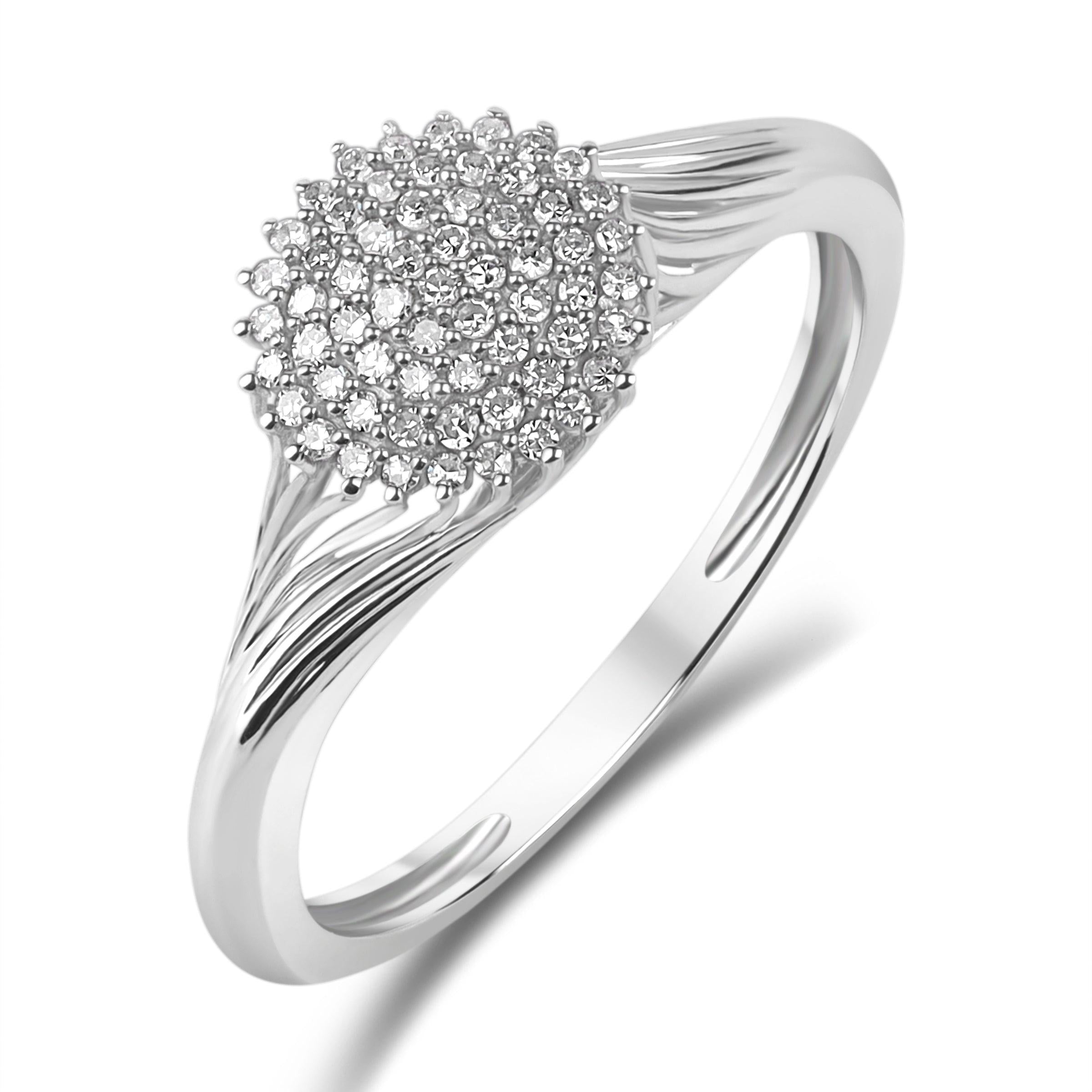 Diamantring rosett 0,25ct tw/si i gult gull. Diamanthuset