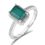 Diamantring 0,20ct tw/si med Smaragd i hvitt gull., Diamanthuset