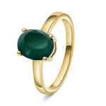 Gullring med Grønn Agat^Diamanthuset