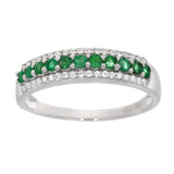 Ring 14kt hvitt gull med hvit topas og smaragd