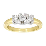 Diamantring gult gull og tre diamanter 0,50ct TW/SI - Diamanthuset