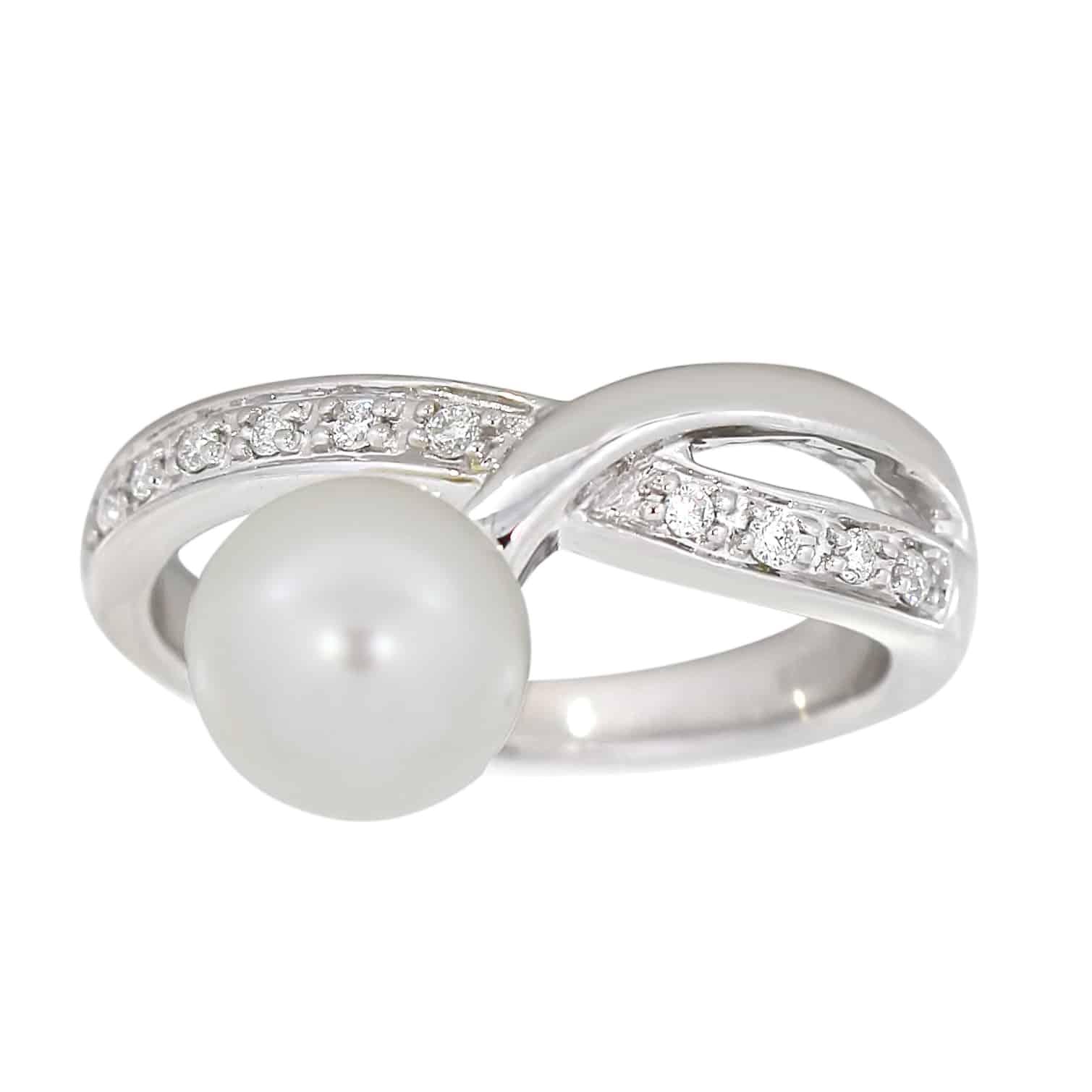 Diamantring 0,08ct TWSI med Perle - Diamanthuset