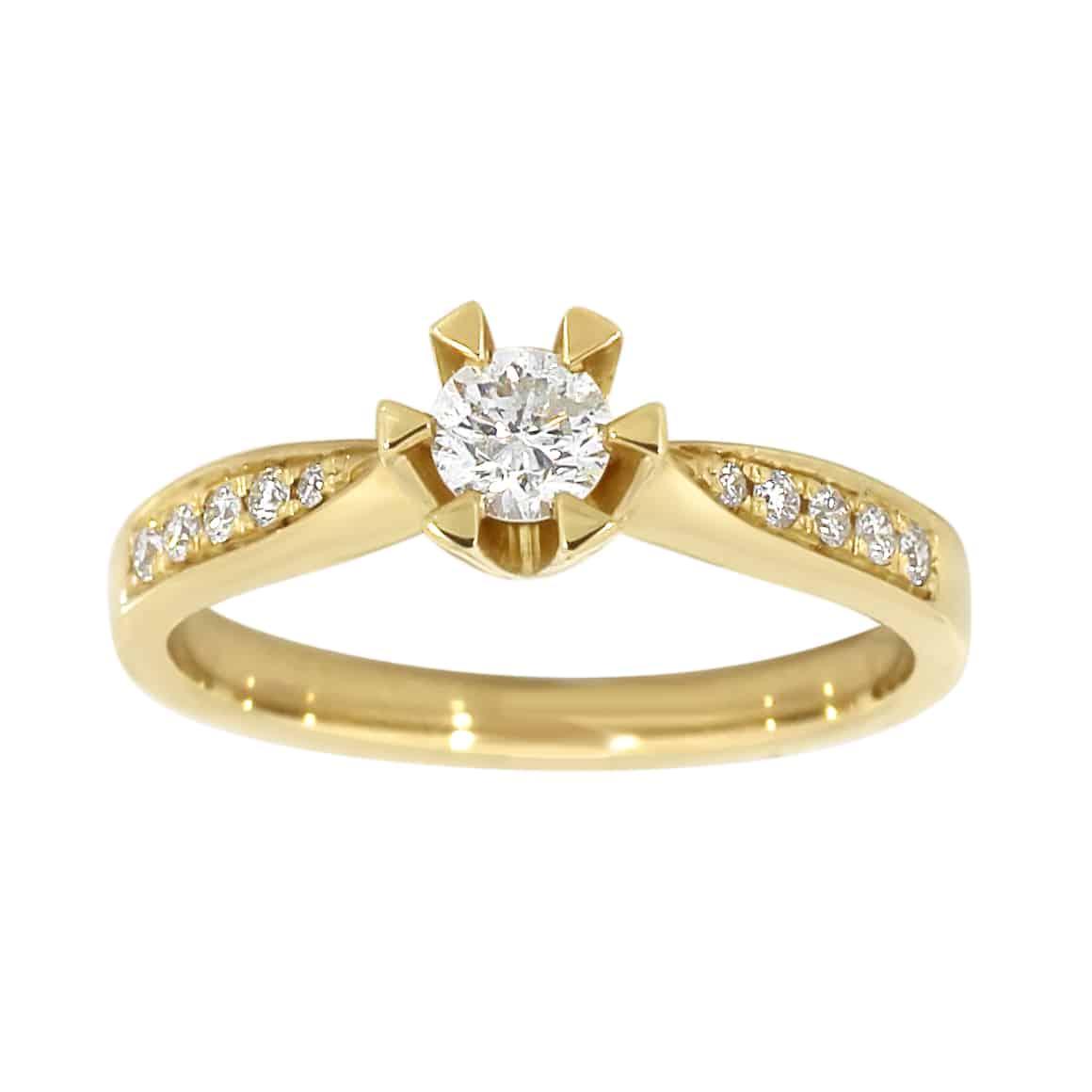 Diamantring i gult gull, 0.45CT TWSI - Diamanthuset