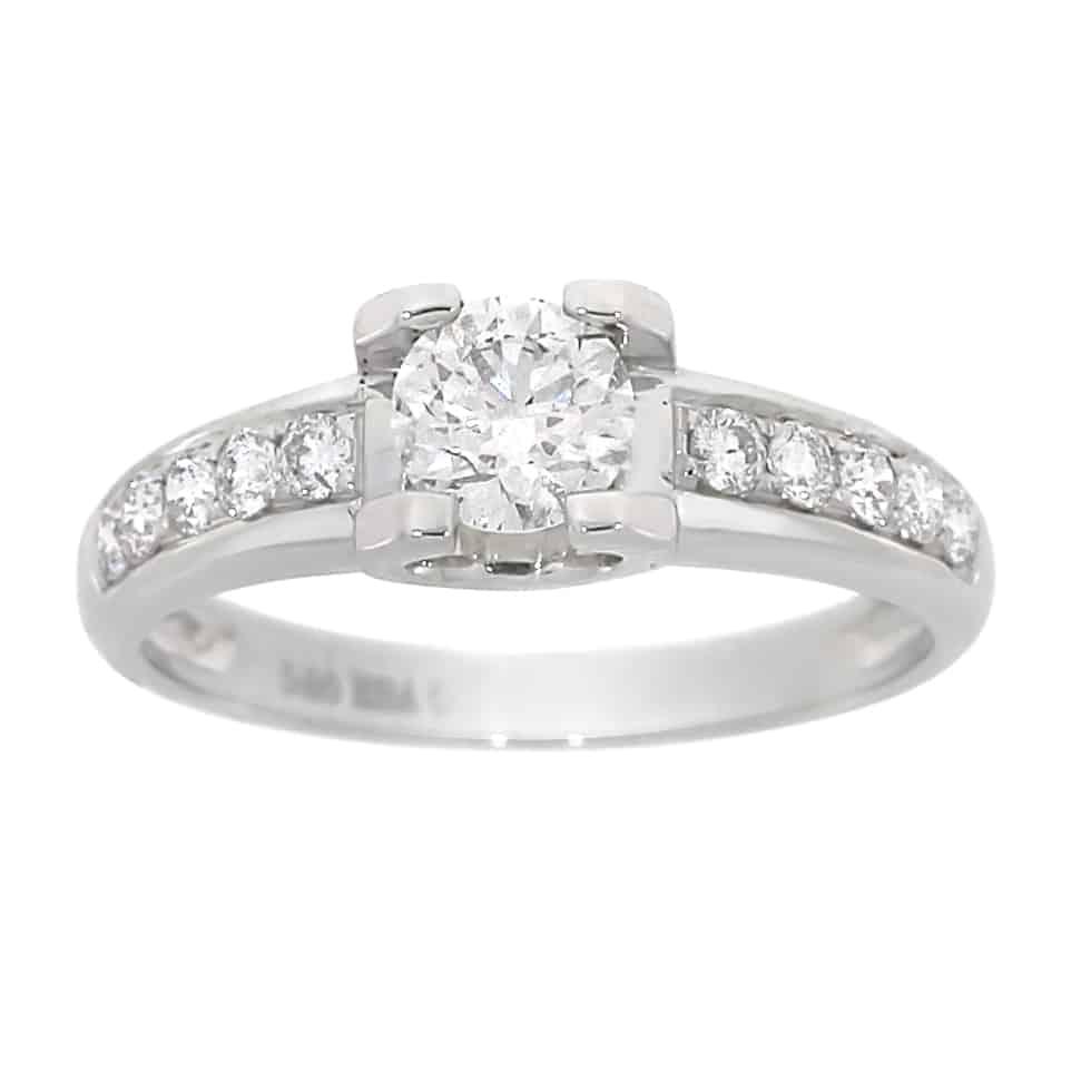 Diamantring i hvitt gull, 0.80CT TWSI - Diamanthuset