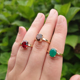 Oda Gullring med Rød Granat