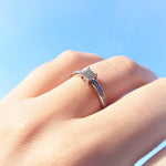 Diamantring firkantet med 0,15ct tw/si i hvitt gull--Diamanthuset--