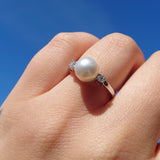 Diamantring 0,16ct TW/SI med Perle