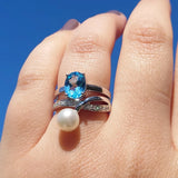 Diamantring 0,08ct TWSI med Perle